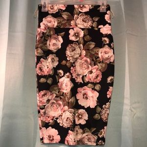 High waisted floral pencil skirt